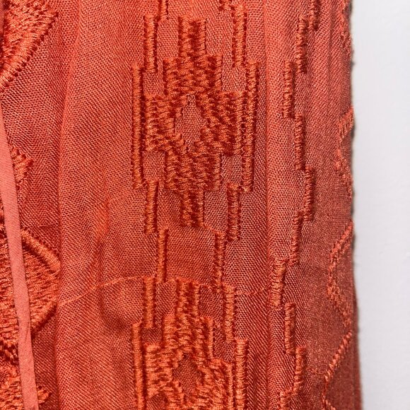 Lush Aztec Embroidered Lace Up Mini Dress - Rust - Picture 5 of 6